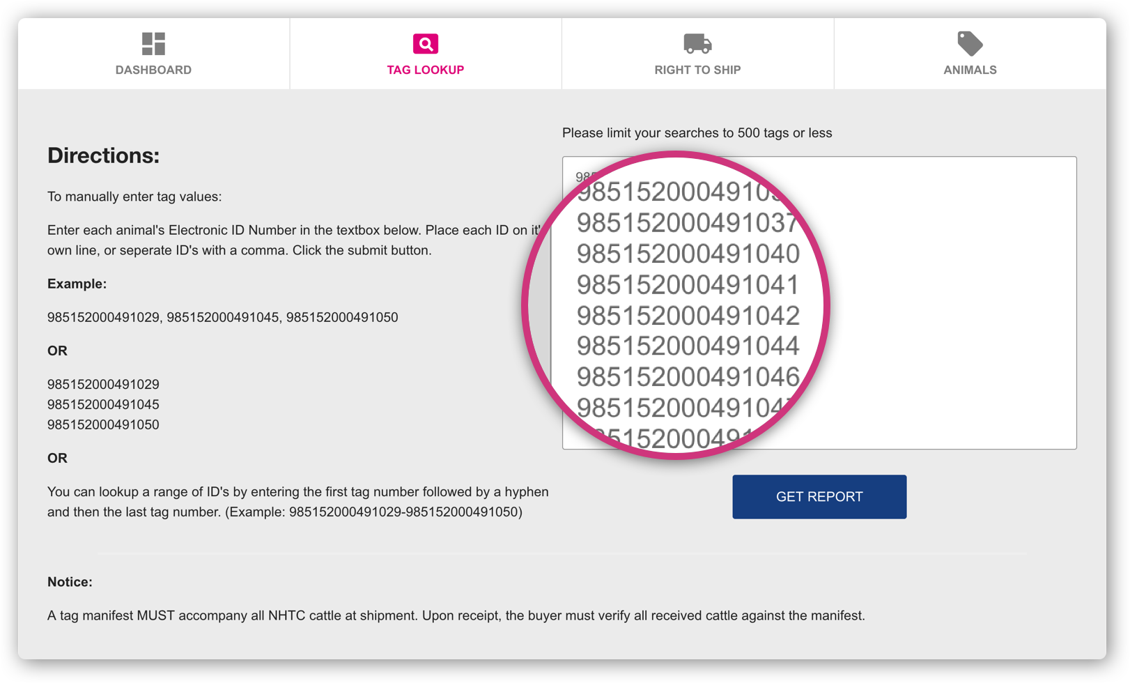 Beef Passport: Tag Lookup