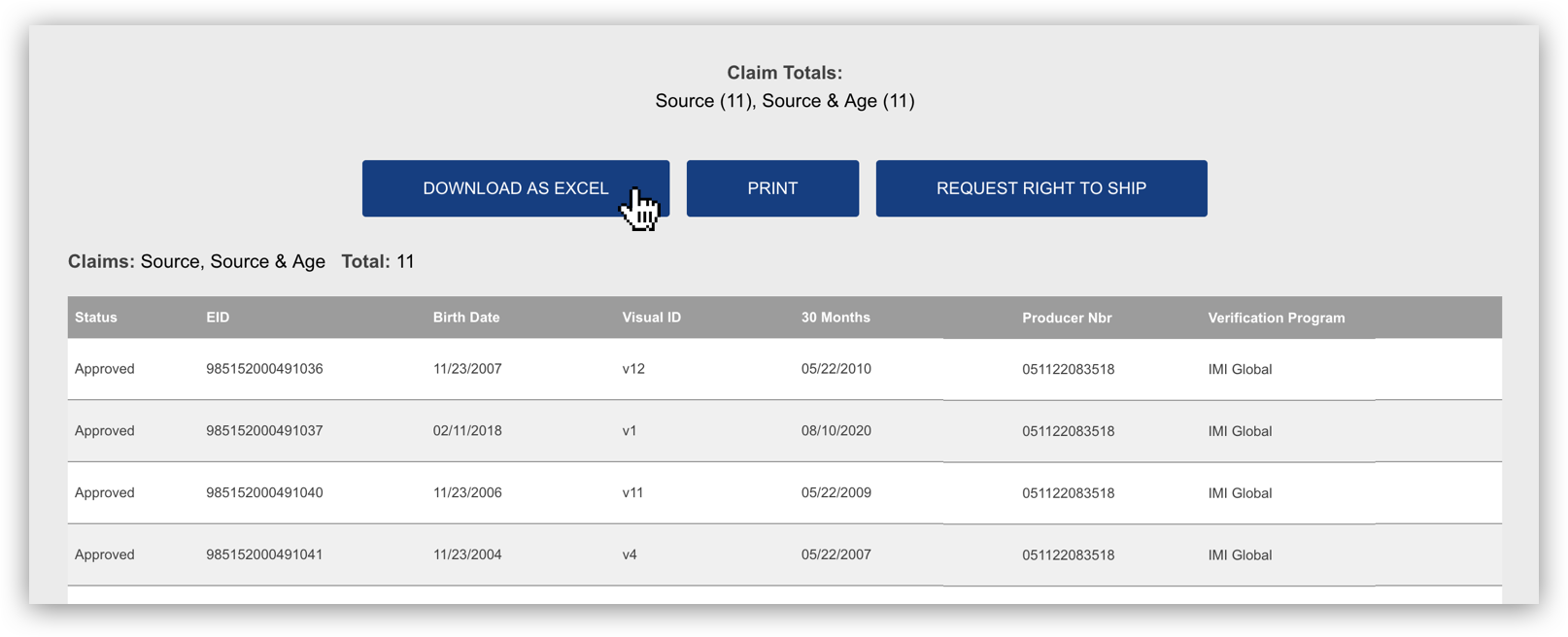 Beef Passport: Download Results